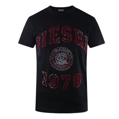 Camiseta Negra De Diseño Grande De Diesel