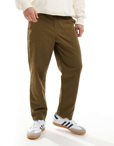 Farah Hawtin tapered fit arbetspants med patch i khaki