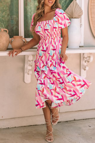 Vestido midi con estampado abstracto