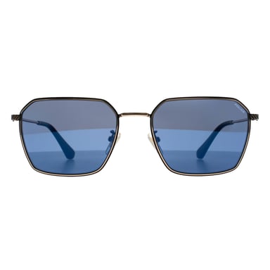 Police Square Mens Brillante Oro Rosa Humo Azul Espejo SPLL84 Octane 9
