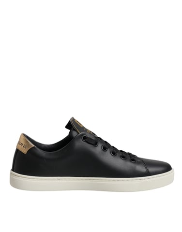 Zapatillas Dolce & Gabbana de Cuero Negro con Corazón Rojo y Dorado