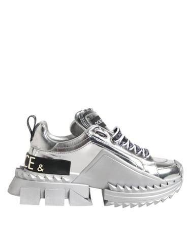 Zapatos Sneakers Super Queen de Cuero Plateado Dolce & Gabbana