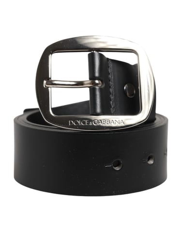 Cinturón Clásico de Cuero Negro con Hebilla Metálica de Dolce & Gabbana