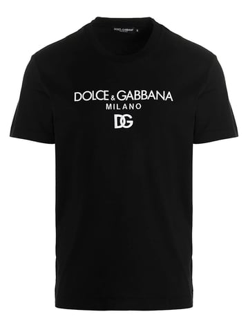 Dolce & Gabbana Camiseta negra con logo DG Milano bordado