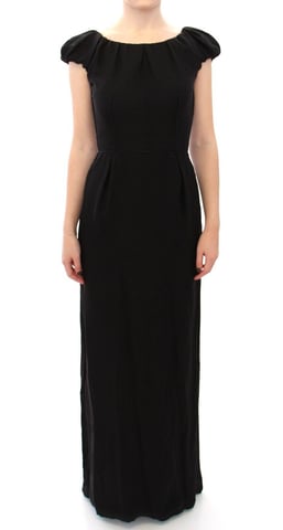 Vestido Maxi Dolce Gabbana con Cuello Barco y Mangas Cortas
