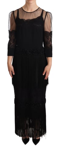 Vestido Midi Dolce Gabbana con Manga 34, Encaje con Flecos