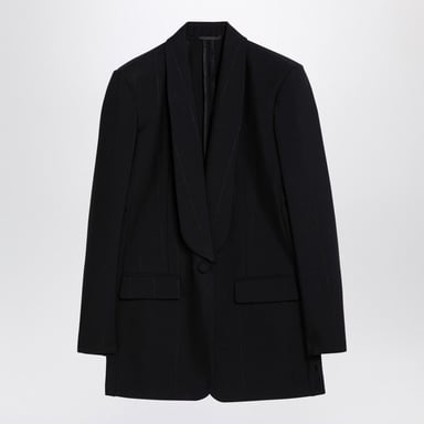 Blazer de Mezcla de Lana Elástica Negra