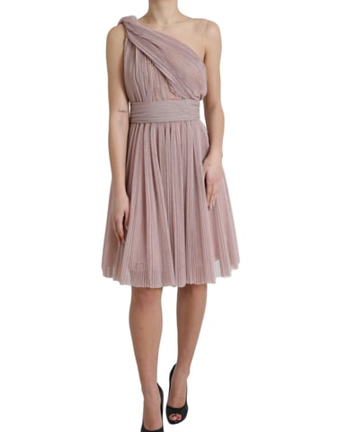 Vestido Mini Plisado de Un Hombro