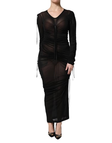 Vestido Maxi Transparente Con Plisados