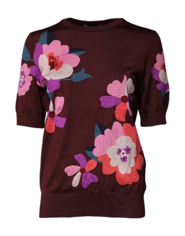 Suéter de algodón bordado floral