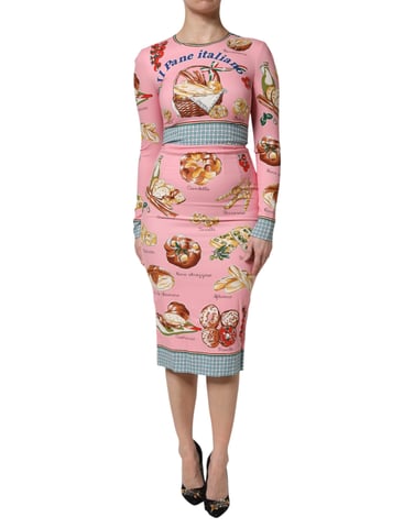 Vestido Midi con Estampado de Pan Italiano