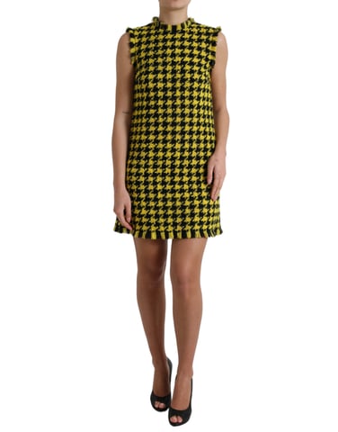Vestido Mini de Pied de Poule Sin Mangas