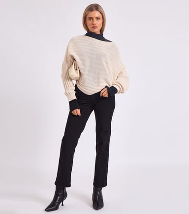 Jersey oversize de punto a rayas con mangas murciélago