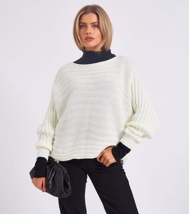 Jersey oversize de punto a rayas con mangas murciélago