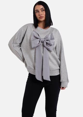 Jersey oversize gris con lazo delantero