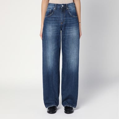 Jeans de pierna ancha Pop Blue con efecto desgastado