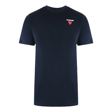 Camiseta Azul Marino Con Logo De Corazón Pequeño De Love Moschino