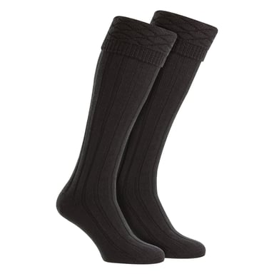 Calcetines de lana premium para hombres, hasta la rodilla, con patrón de diamantes y puño doblado.