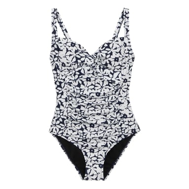 Regatta Womens/Ladies Sakari Seeksucker Tummy Control One Piece Swimsuit (Navy/White)