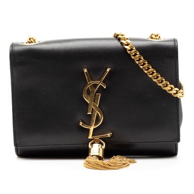 Bolso cruzado Kate con borlas de piel de ternera lisa de segunda mano con monograma