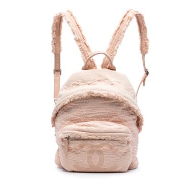 Mochila de flecos con bolsillo frontal de lona acolchada de segunda mano