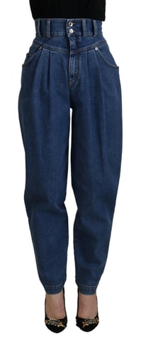 Jeans de mezclilla de tiro alto con pliegues