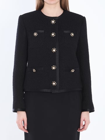 Chaqueta corta de tweed bouclé de un solo botón