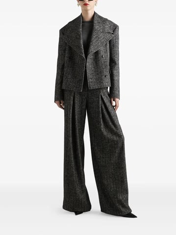Chaqueta corta de rayas oversized gris oscuro