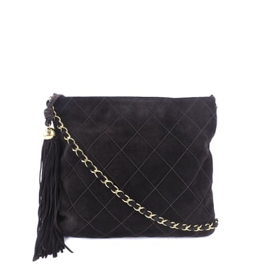 Bolso de hombro de ante acolchado y con borlas de segunda mano