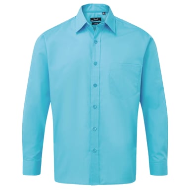 Premier Mens Poplin Long-Sleeved Shirt (Turquoise)