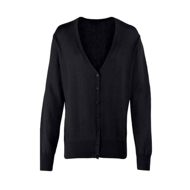 Premier Womens/Ladies Knitted Button Through Cardigan (Black)