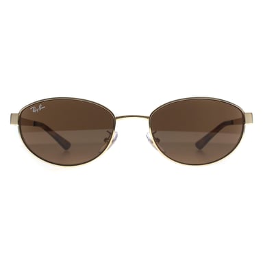 Ray-Ban Oval Womens Pulido Arista Oro Marrón Oscuro RB3774D
