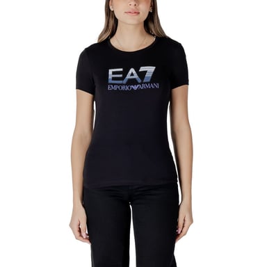 Camiseta de algodón negra EA7 Emporio Armani