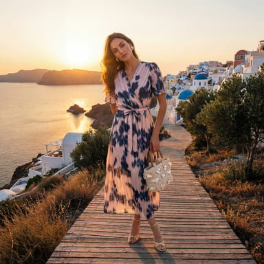 Vestido midi cruzado con estampado animal y efecto difuminado en color champán