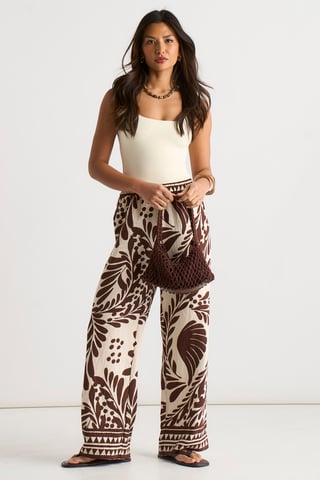 Pantalones elásticos con estampado de borde de chocolate