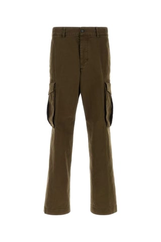 Pantalón cargo holgado de algodón elástico verde oliva
