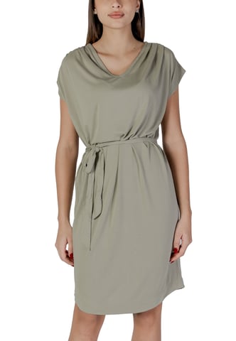 Vestido Mini de Cuello en V Casual de Manga Corta