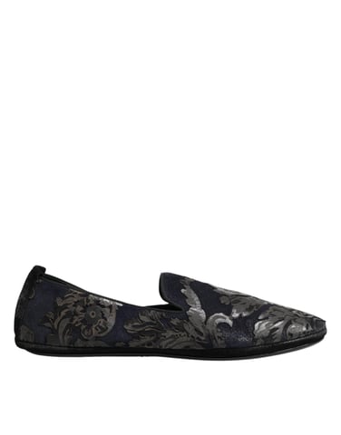Mocasines sin cordones de cuero negro jacquard de Dolce & Gabbana