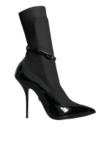 Botines de tacón alto de cuero negro Dolce & Gabbana