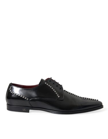 Zapatos Formales de Piel Negra con Cristales de Dolce & Gabbana