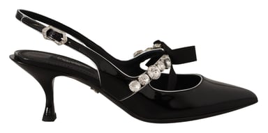 Zapatos con Tacones de Charol Negro y Cristales de Dolce & Gabbana