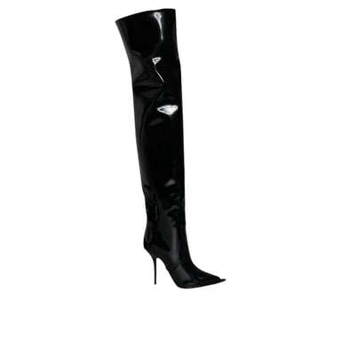 Dolce & Gabbana Botas de Cuero Negras Hasta La Rodilla