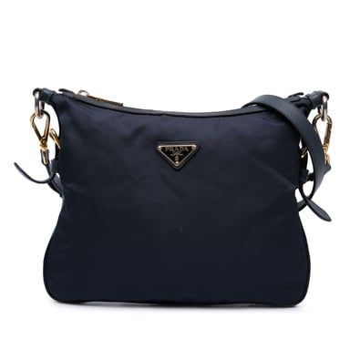 Bolso Cruzado de Tela con Cierre Superior y Detalles en Saffiano de Segunda Mano