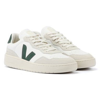 Zapatillas de cuero Veja V-90 para hombre blancas/verdes