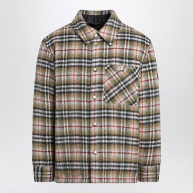 Chaqueta de Camisa de Lana a Cuadros Beige