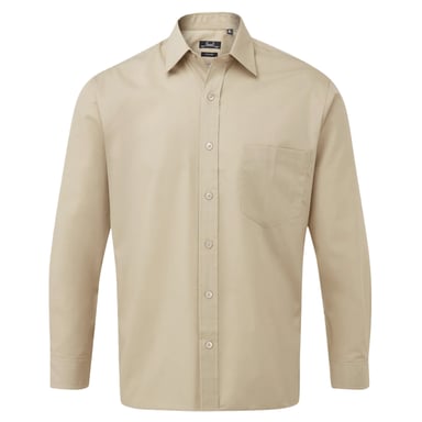 Premier Mens Poplin Long-Sleeved Shirt (Khaki Brown)