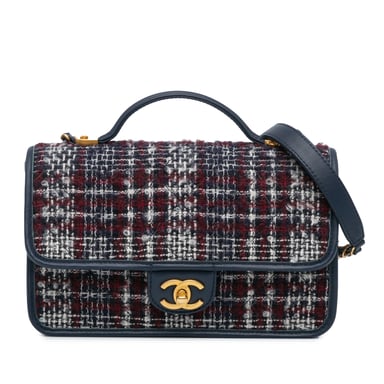 Cartera cruzada de tweed con solapa