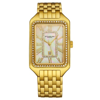 Reloj de cuarzo Stührling Lustra 4061 rectangular de moda con cristales de 32 mm