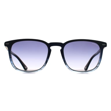 Police SPLQ86 Crossroads 5 0GBL gafas de sol a rayas brillantes azul humo gris degradado