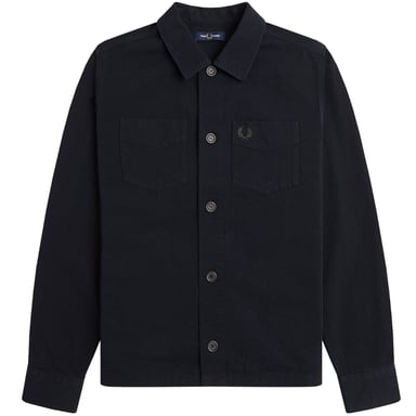 Chaqueta De Camisa De Sarga Negra Lisa De Fred Perry